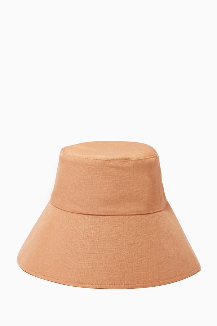 

Lucy Bucket Hat in Linen, Orange