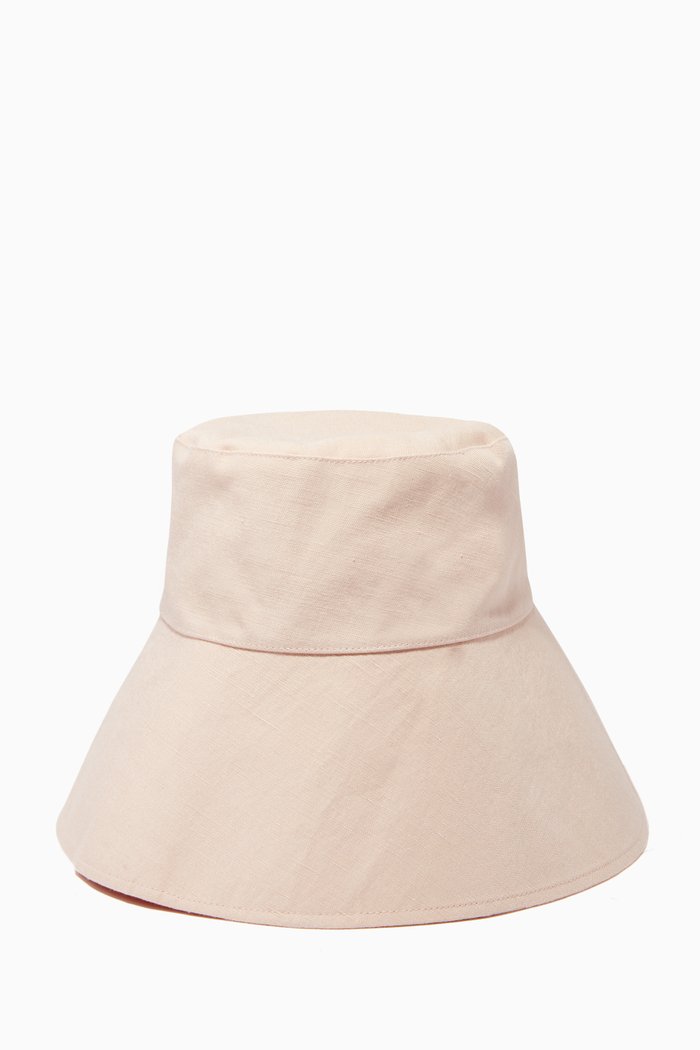 

Lucy Bucket Hat in Linen, Pink