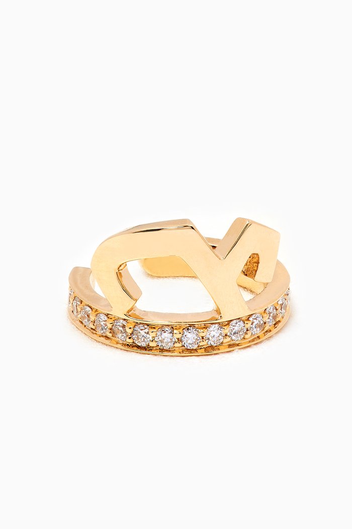 

Khatt "Ein" Single Ear Cuff with Diamonds in 18kt Yellow Gold