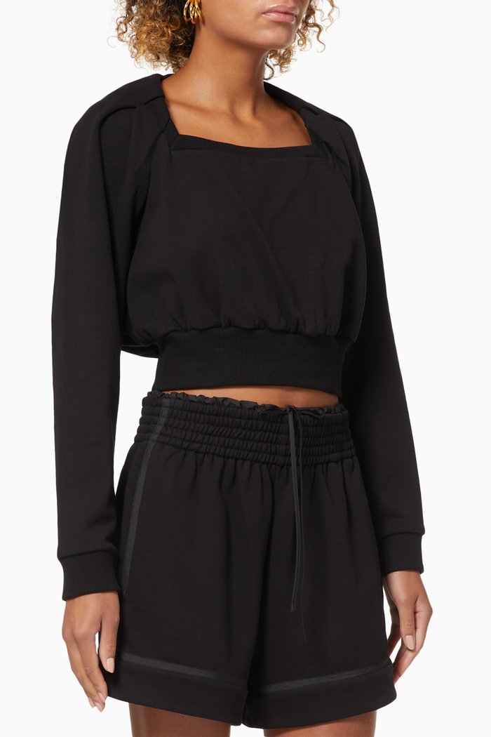 

Square Neck Top in French Terry, Black