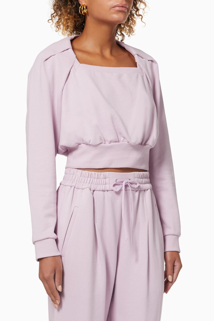 

Square Neck Top in French Terry, Purple