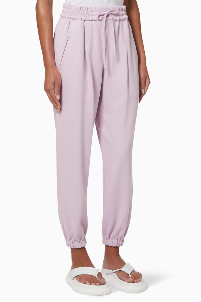 

Drawstring Jogging Pants in French Terry, Purple