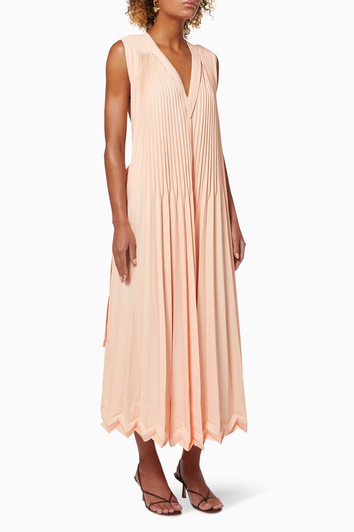 

Sleeveless Pleated Maxi Dress, Pink