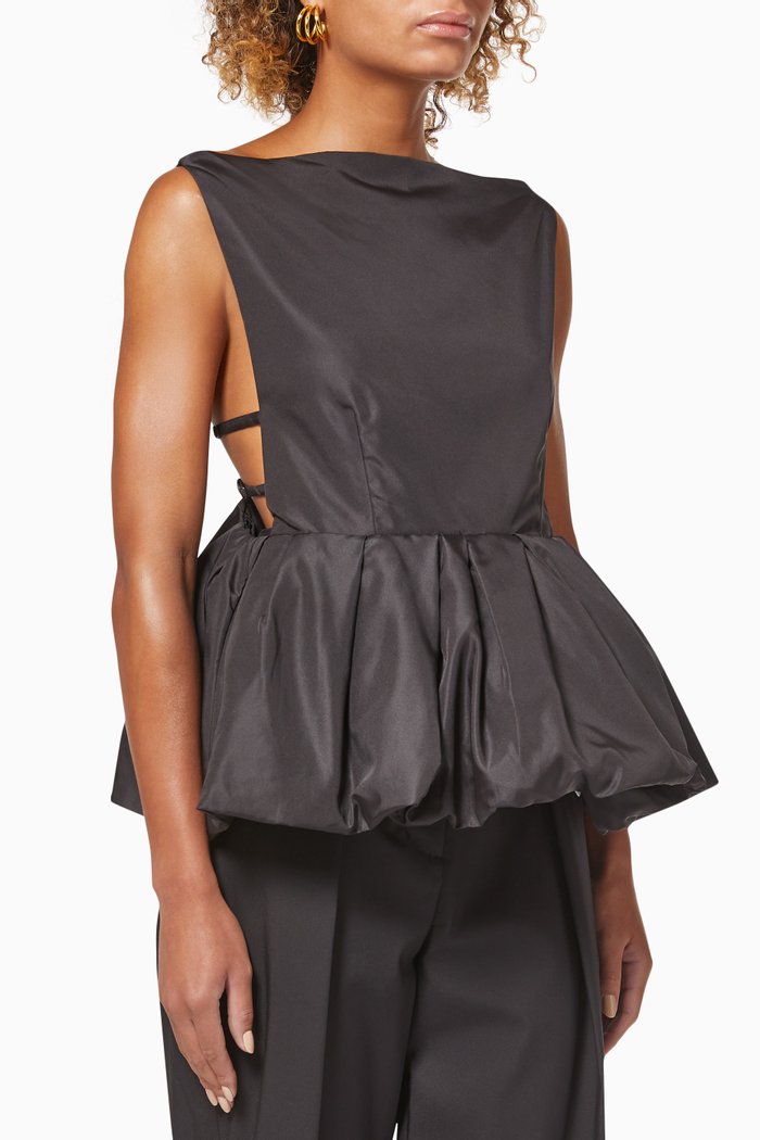 

Multi Strap Bubble Top in Taffeta, Black