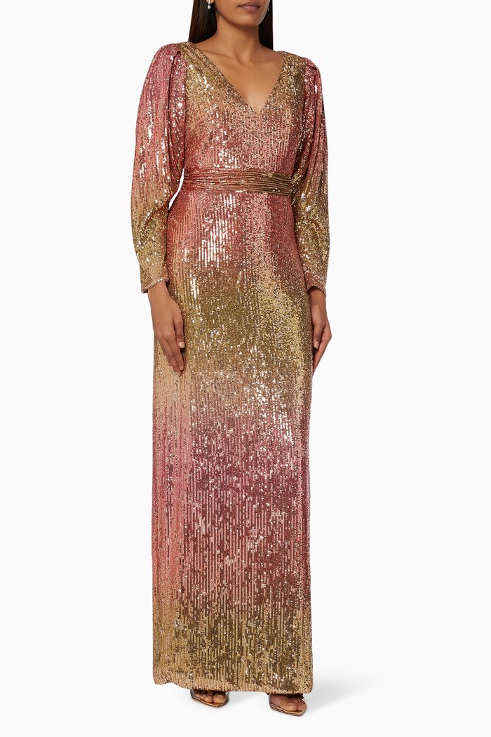

Adalee Gown in Tropical Ombre Sequin, Multicolour