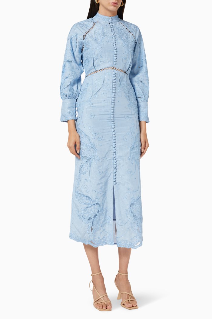 

Floral Embroidered Dress, Blue
