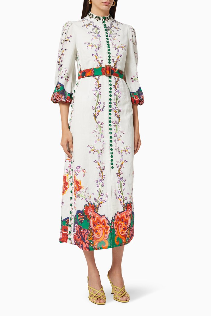 Floral Belted Dress, Multicolour