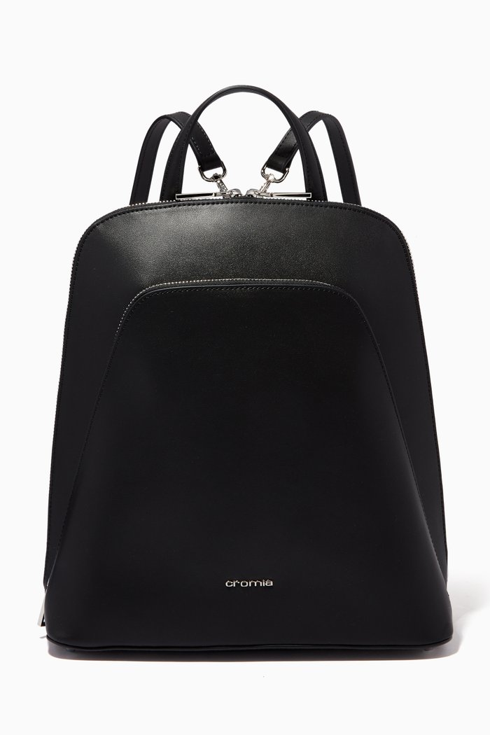 Perla Backpack in Calfskin Leather, Black