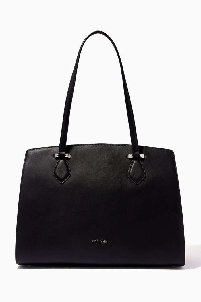 

Perla Shopping Bag in Calfskin Leather, Black