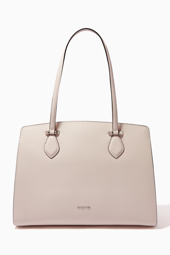 

Perla Shopping Bag in Calfskin Leather, Neutral
