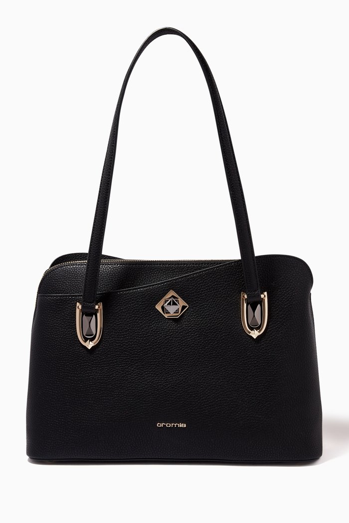 

Mina Shopping Bag in Deer Print Calfskin, Black