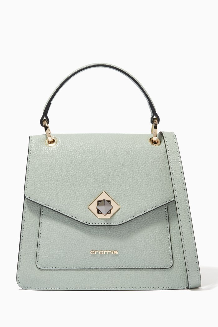 

Mina Handbag in Calfskin Leather, Green