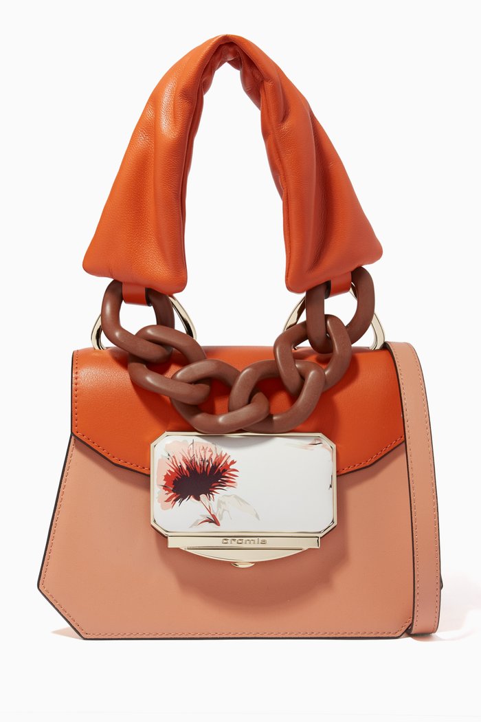 

Oasi Handbag in Calfskin Leather, Brown
