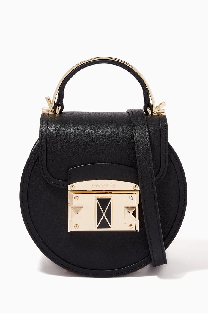 

It Eyeliner Round Bag in Leather, Black
