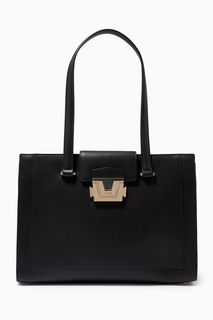 

Erica Shopper Bag in Calfskin Leather, Black