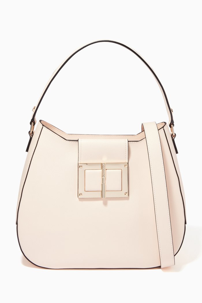 

Gemma Hobo Bag in Calfskin Leather, Neutral