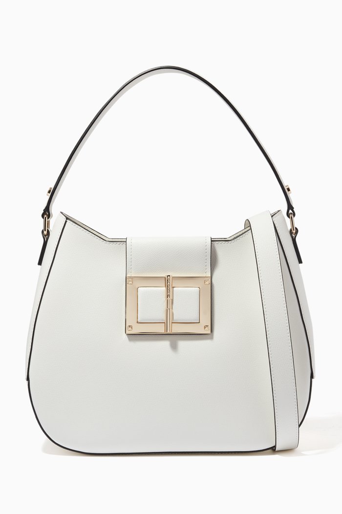 

Gemma Hobo Bag in Calfskin Leather, White