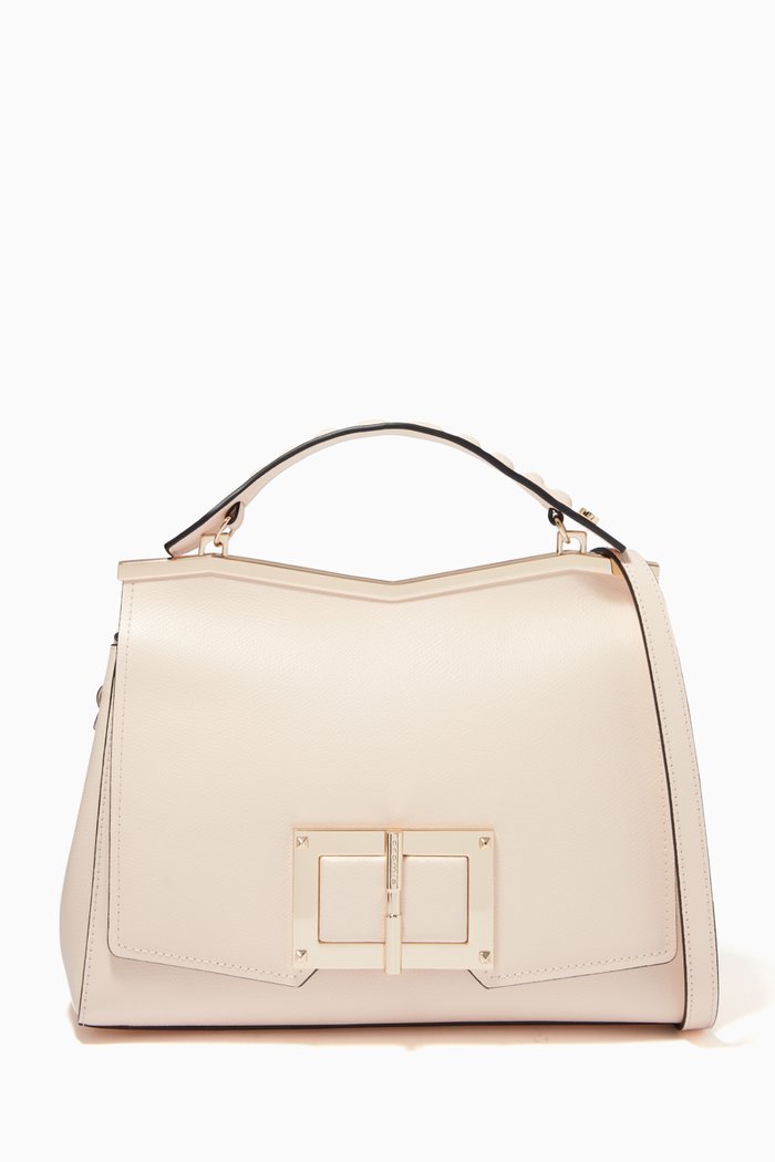 

Large Gemma Handbag in Micro-grain Calfskin Leather, Neutral