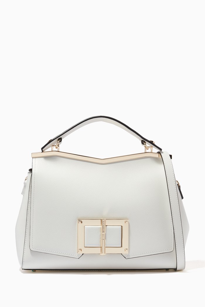 

Gemma Large Handbag in Micro-grain Calfskin Leather, White