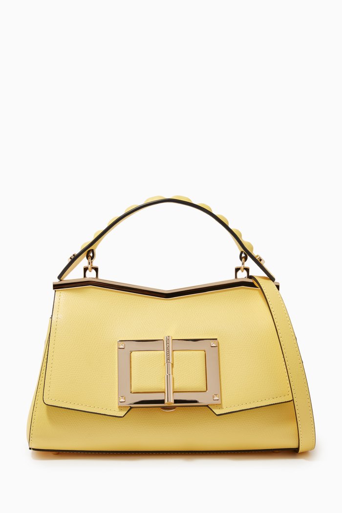 

Gemma Small Handbag in Micro-grain Calfskin Leather, Yellow