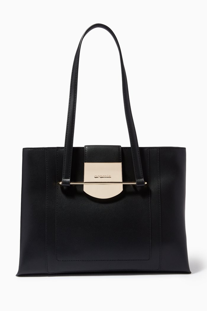 

Romy Large Handbag in Calfskin Leather, Black