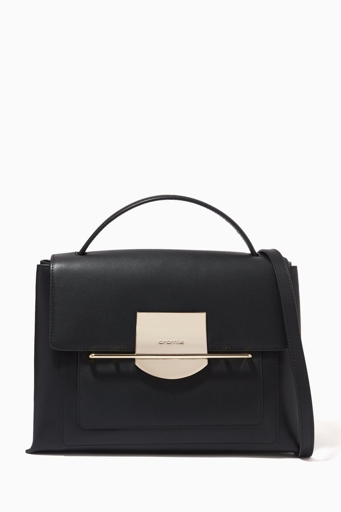 

Romy Medium Handbag in Calfskin Leather, Black