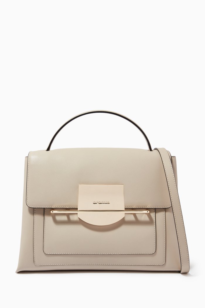 

Romy Medium Handbag in Calfskin Leather, Grey