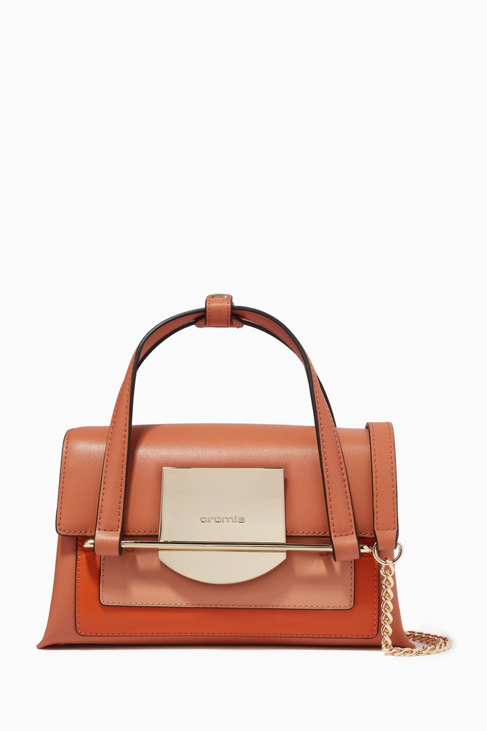 

Romy Small Handbag in Calfskin Leather, Brown