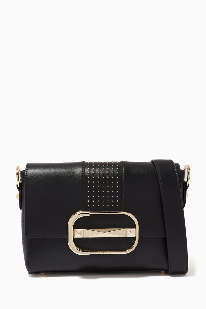 

Luna Medium Shoulder Bag in Calfskin Leather, Black