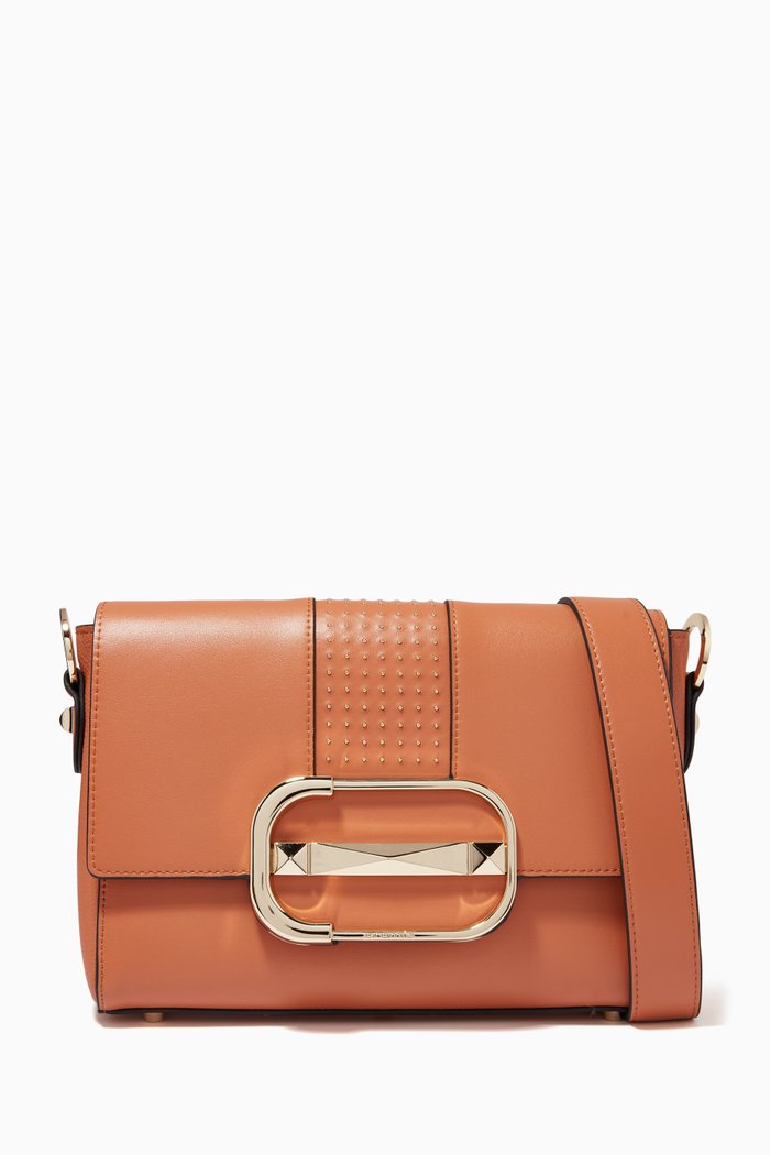 

Luna Medium Shoulder Bag in Calfskin Leather, Brown