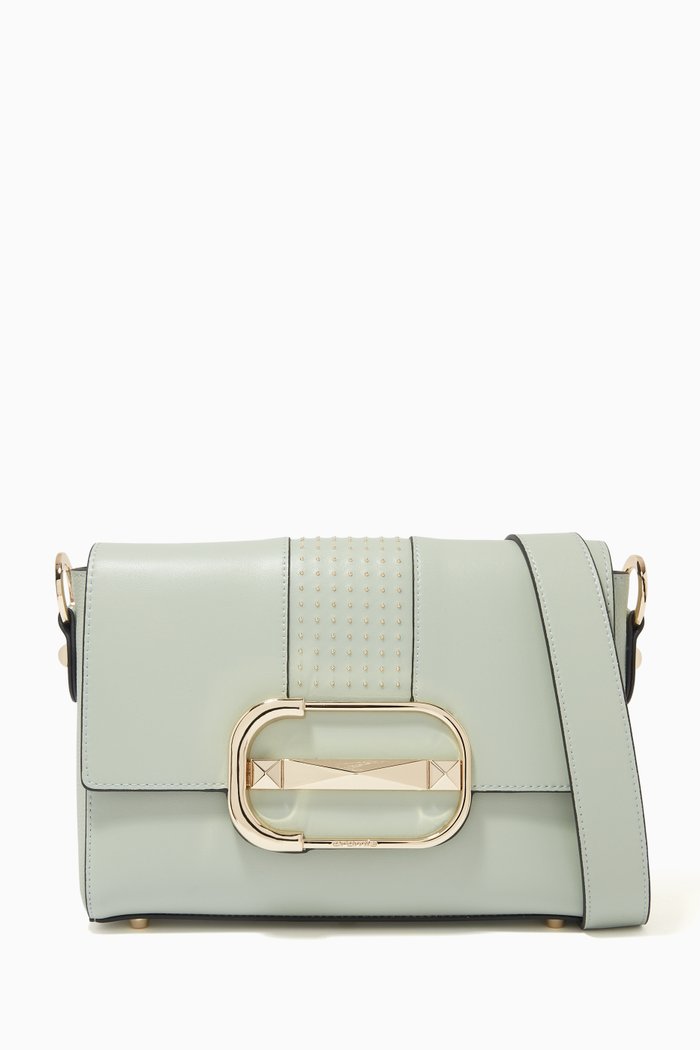 

Luna Medium Shoulder Bag in Calfskin Leather, Blue