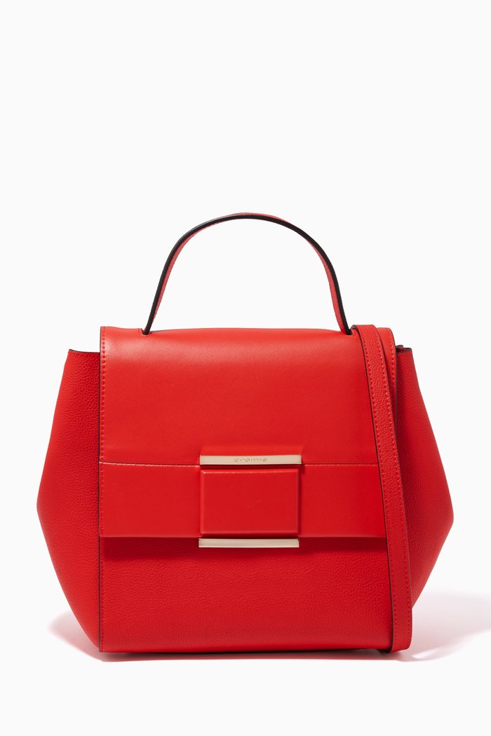 

Large Marina Handbag in Calfskin Leather, Red