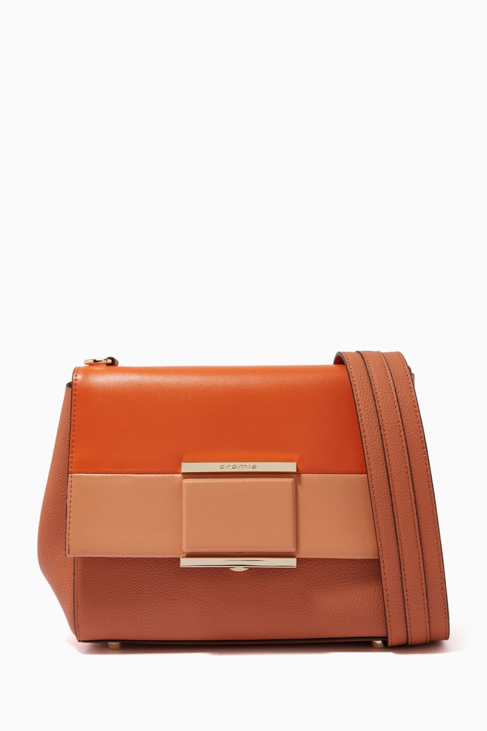 

Marina Baguette Bag in Calfskin Leather, Brown