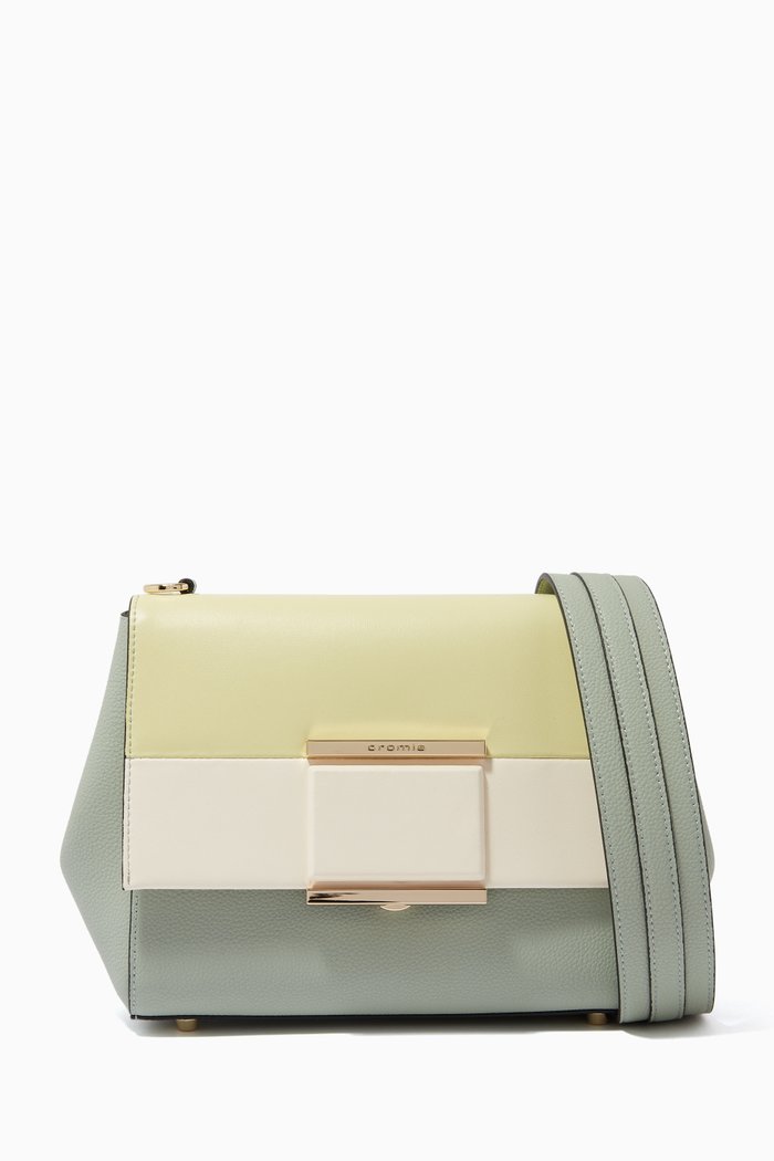 Marina Baguette Bag in Calfskin Leather, Green