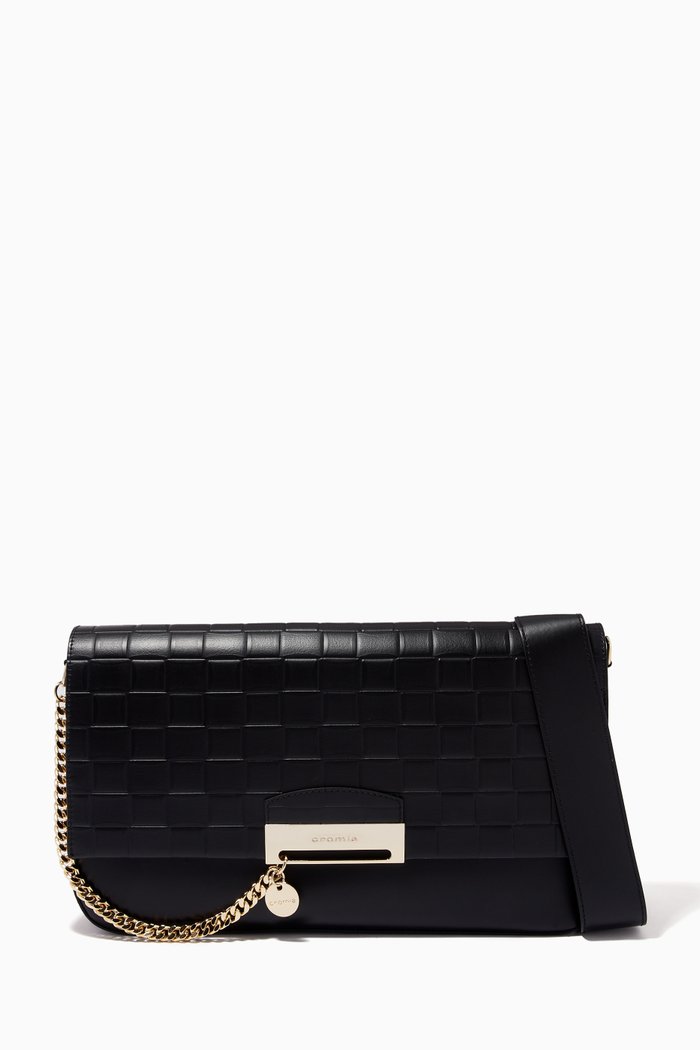 

Large Be Clear Baguette Bag in Leather, Black