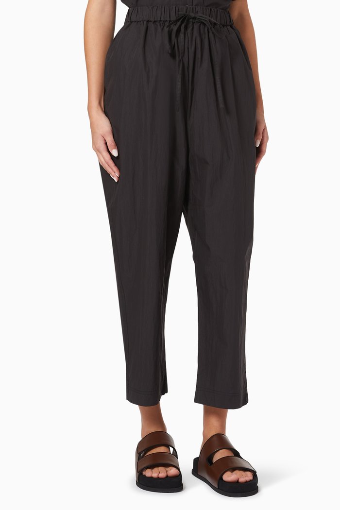 

Drawstring Pants in Cotton, Black