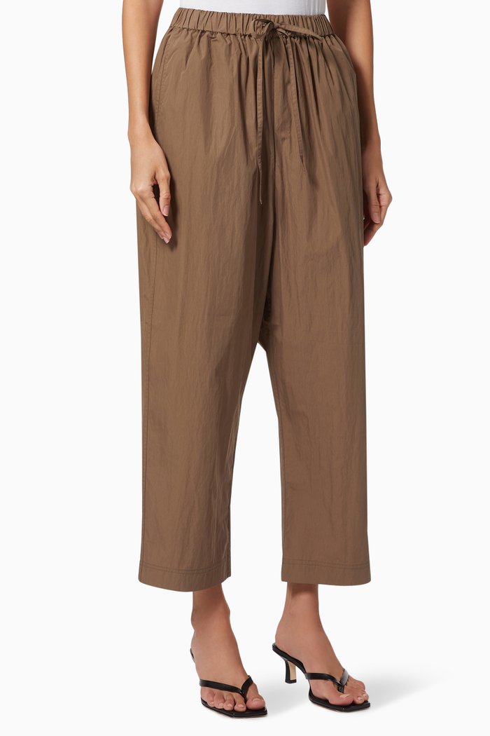 

Drawstring Pants in Cotton, Brown