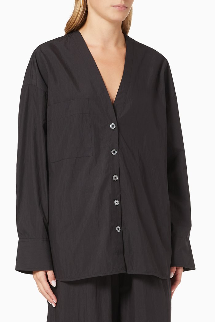 

Back Pleat Blouse in Cotton, Black