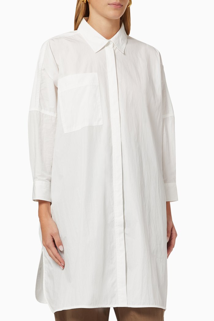 

Button Down Shirt Tunic in Cotton, White