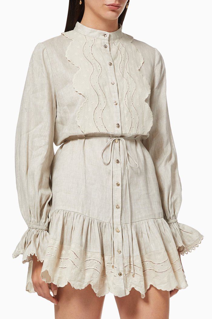 

Slide Mini Dress in Linen, Neutral