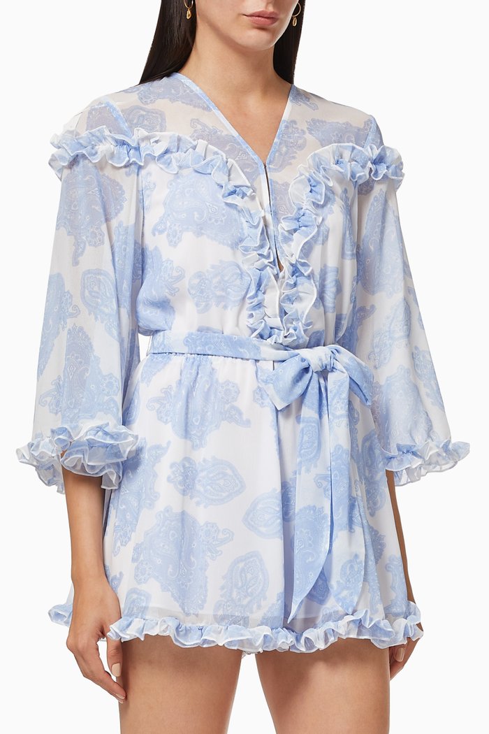 Clearway Playsuit in Georgette, Blue