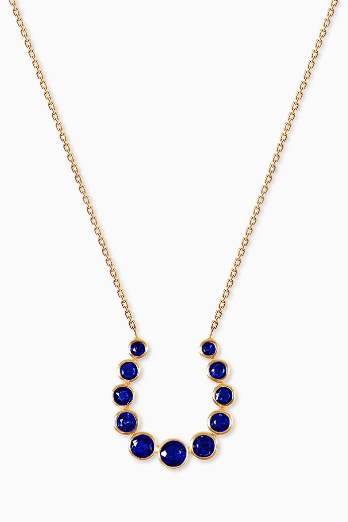 Horse Shoe Sapphire Necklace in 18kt Yellow Gold