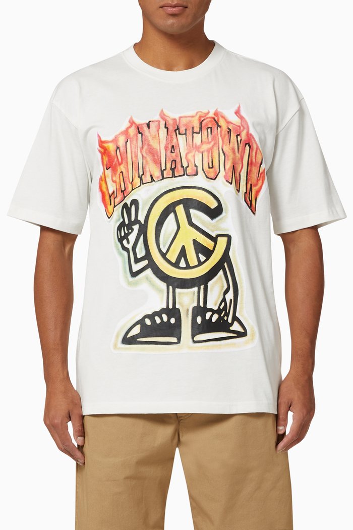 

Peace Guy Flame Arc T-shirt in Cotton, Neutral