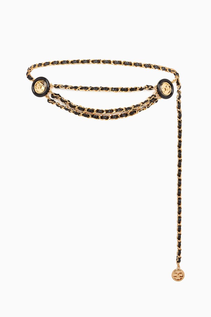 

Chain Belt with Logo Charms, Black
