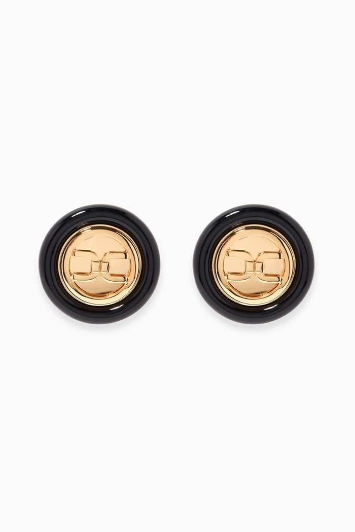 

Round Logo Earrings, Black