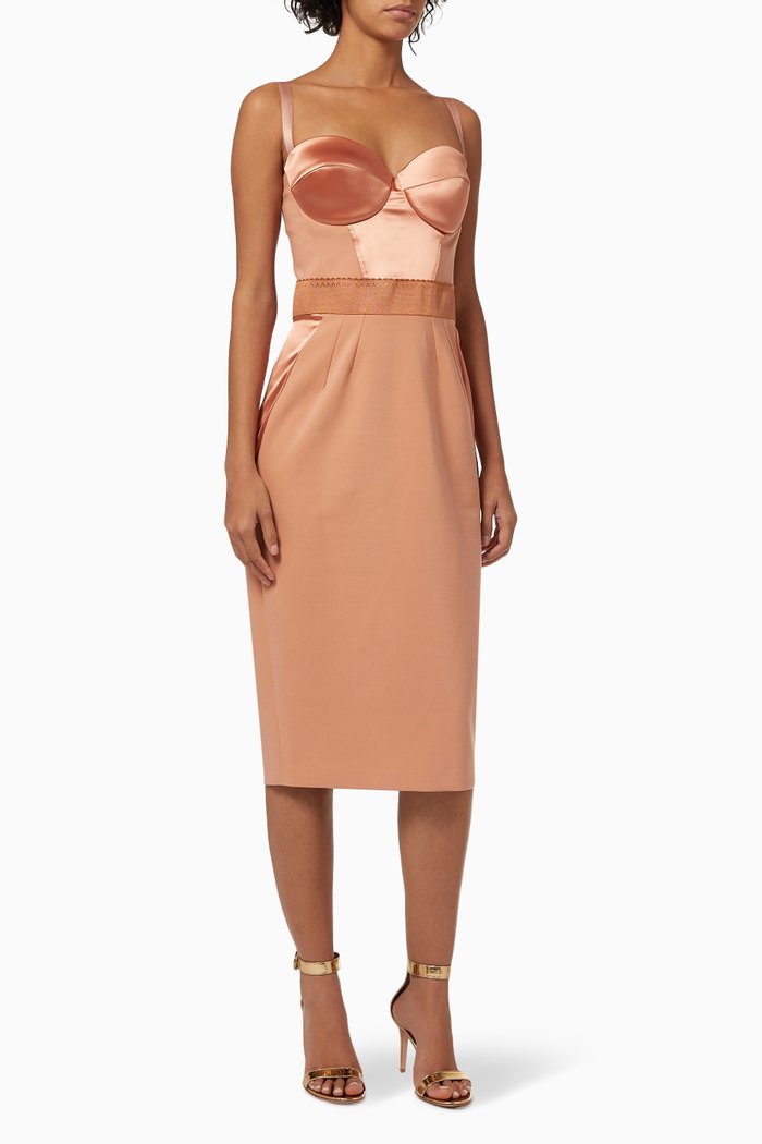 

Sheath Bustier Dress in Satin, Rose gold