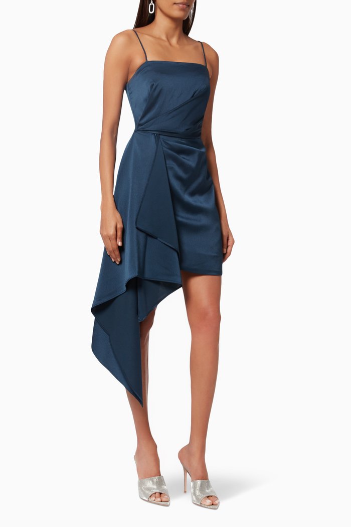 

Avenue Mini Dress in Satin, Blue