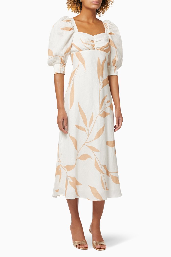 

Alpine Midi Dress in linen, Neutral