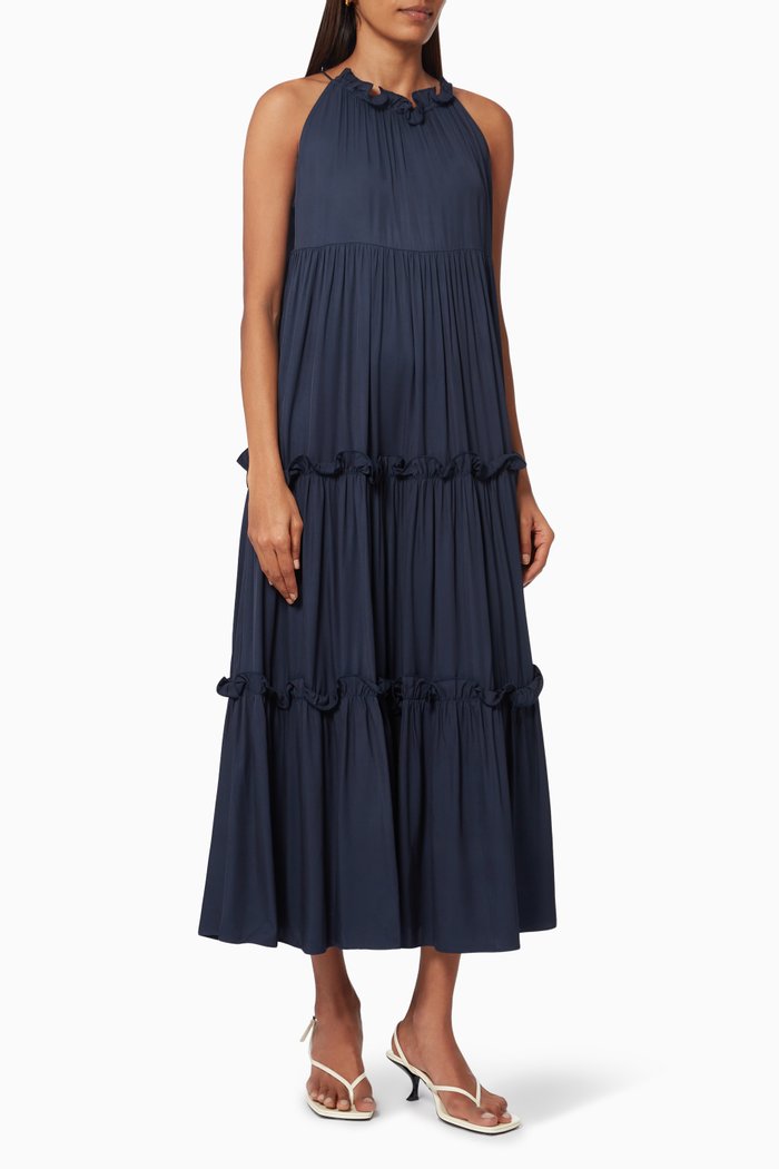

Mystery Tiered Midi Dress, Blue
