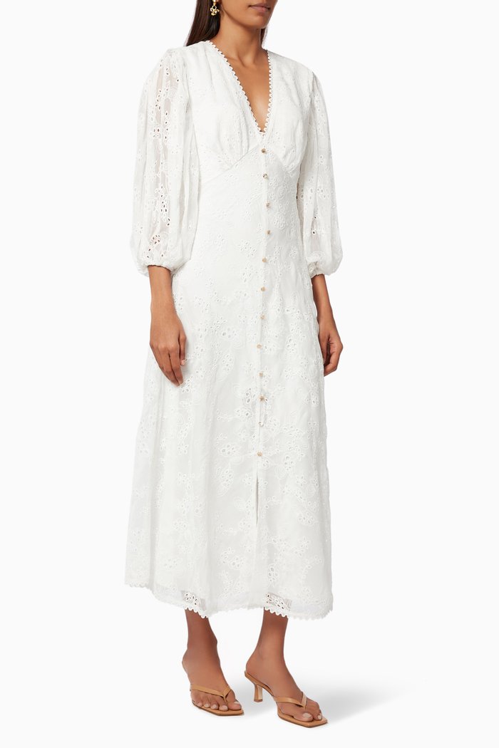 

Castle Embroidered Dress, White